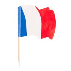 144 unité - Petits Drapeaux "France" 4X3/6,5 Cm Assorti Bois