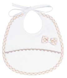 Filet - Babero Bebé de suave algodón con estampado de rombos Bolsillo de tela Aida para bordar | Mide 20 x 21 cm