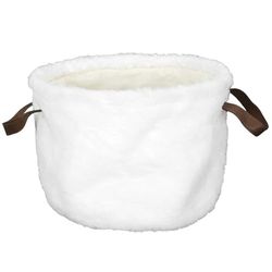 HOME DECO FACTORY, RG9332, Panier en Coton Effet Fourrure avec poignées, idéal pour Le Rangement et la décoration, léger et Pratique pour Tous Les espaces, Taille Unique, Blanc et Noir