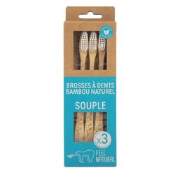 FEEL NATURAL Set de 3 Brosses à Dents Médium 858720