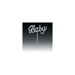 CLUB GREEN DIAMANTÉ Baby ON STEM 50X25MM, Metal, Silver, 22 x 8.8 x 1.1 cm