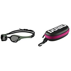 ARENA Cobra Ultra Swipe, Mascherina Unisex-Adulto, Fumo-Esercito-Nero, Taglia Unica & Astuccio per Occhialini da Nuoto, Custodia Occhialini, Astuccio Rigido, Goggle Case, Colore Nero