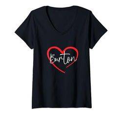 Donna Burton I Heart Burton I Love Burton Personalizzato Maglietta con Collo a V