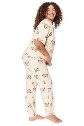 Trendyol Pyjamaset voor dames, Ecru, XL grote maten