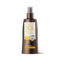 Bottega Verde - SOL Cocco + Attivatore di abbronzatura, spray solare, intensifica l’abbronzatura, 200 ml, con Latte di Cocco e Lumipod, water resistant, protezione media SPF15
