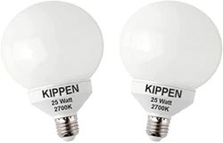 kippen 1414DX - Confezione 2 pezzi di Lampade a Risparmio Energetico Modello Globo, 25 Watt. Luce Calda 2700K. Attacco E27