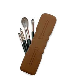 ALEXOUN Supporto per pennelli da trucco in silicone, borsa per trucco, borsa per trucco, borsa per trucco, organizer per pennelli da trucco (marrone scuro)