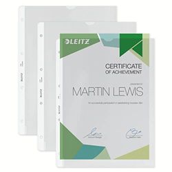 Leitz 47800003 Presentation Premium PVC 120 micron A4 Multipunched Pocket - Clear, Pack of 100