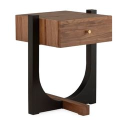 MESITA DE NOCHE 51X45X61 MADERA NOGAL/METAL NEGRO MATE/DORADO