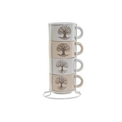 CAFE SET 4 GRES 10X7,5X5,7 150ML ARBOL DE LA VIDA