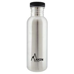 LAKEN Garrafa de aço inoxidável com tampa de rosca, preta e boca larga 750 ml, aço