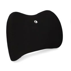 cartrend Cojín Lumbar de Espuma viscoelástica ergonómico para Coche, Oficina y Viajes, Transpirable, Funda extraíble, Soporte para una Postura Saludable, 1 Unidad, Color Negro