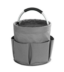 WENKO Universal Cleaning Caddy, Foldable Organiser for Home and Garden with 6 Compartments for Appliances, Tools, Cleaning Utensils, Diameter 28 x 26.5 cm, Anthracite