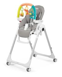 Peg Perego Prima Pappa Follow Me Plus kinderstoel en babywip, vanaf de geboorte, in hoogte verstelbaar, 4 wielen, speelstang, dubbele plank, kunstlederen bekleding, compacte sluiting, Ice