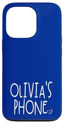 Olivia's Phone Olivia Nome Personalizzato Bianco Blu Custodia per iPhone 13 Pro