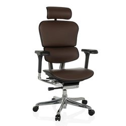 hjh OFFICE Chaise de Bureau en Cuir Ergonomique ERGOHUMAN GEN2 Design Original, Utilisation 24h/24, Fauteuil de Bureau avec Soutien Lombaire Flexible, Assise rembourrée, Marron
