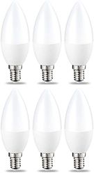 Amazon Basics Lampadina piccola a candela, a LED, attacco Edison E14 (SES), 5.5 W (equivalente a 40 W), luce bianca calda, non dimmerabili, confezione da 6