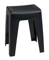 WENKO Badkamerkrukje Kumba, hoogwaardig krukje in modern design van kunststof in robuuste kwaliteit, zitkrukje belastbaar tot 120 kg, ideaal voor badkamer & toilet (B × H × D) 38 × 47 × 32 cm, zwart
