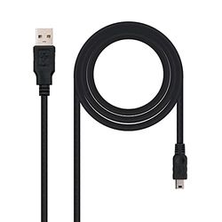PRENDELUZ Câble USB 2.0 type A mâle vers mini USB 5 broches mâle, 1 m, idéal pour connecter des appareils électroniques et transférer des données.