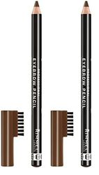 Rimmel - Crayon à Sourcils Professional - Résultat Naturel - Application Précise - 002 Hazel - 1,4gr (Lot de 2)