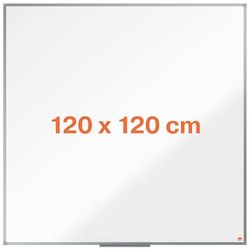 Nobo Lavagna Bianca Magnetica in Acciaio Laccato, 1200 x 1200 mm, Cornice in Alluminio, Sistema di Montaggio ad Angolo, Incl. Vaschetta Porta Accessori, Gamma Essence, Bianco, 1915449