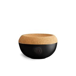 Emile Henry 718761 Barattolo per Sale, Ceramica Sughero, Nero Opaco Tartufo