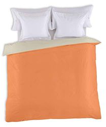 FUNDA NORDICA reversible bicolor mango-piedra - Cama de 105 (1 pieza) - 100% algodón - 144 hilos. Gramage: 115