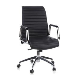 hjh OFFICE 600910 Silla de Oficina ASPERA 10 Cuero Negro, Silla giratoria, Silla de Respaldo bajo