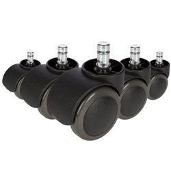 hjh OFFICE 619026 Stol på hjul Svart 5x ROLO No-Noise 11mm/50mm Hårda golv - 5-pack, No noise-teknik, Högkvalitativa dubbla hjul för hårda golv, Ljudlös och skonsam för golvet