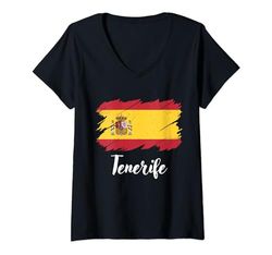 Mujer Tenerife España, Bandera de España, Tenerife Camiseta Cuello V