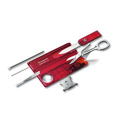 Victorinox Taschenmesser Swiss Card Lite (13 Funktionen, LED-Licht, Lupe, Schere, Stecknadel) rot transparent