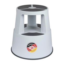 WEDO Super Step Tabouret à roulettes en Plastique incassable - Pied d'éléphant - Certifié TÜV GS - Fabriqué en Allemagne - Antidérapant - Hauteur : Environ 43 cm - Charge maximale : 150 kg - Gris