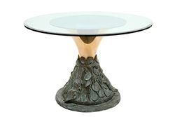 Salvadori Arte. Articolo 102 Tavolo Giro del Tempo in bronzo h. cm 80 x Ø 115 con cristallo