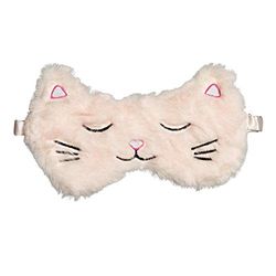 Draeger Nachtmasker kattenroze, ultra zacht, gewicht veer, 100% polyester, slaapmasker van kunstbont