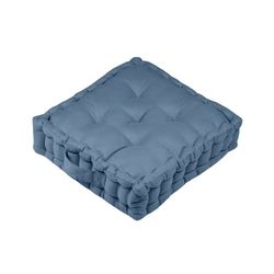 Lovely Casa - Cojín de Suelo - Tamaño 45 x 45 x 10 cm - 100% algodón - Color Azul Oscuro - Modelo Oxford - satén de algodón Asiento cómodo - Suave al Tacto y Elegante