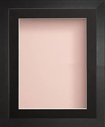 Radcliffe Black Wooden Deep Box 3D 12x10" Frame with Black Mount for Image 10x8", Pink Backing Board * Choice of Sizes* Fitted with Real Glass