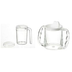 Homecraft Clear Mug, Shatterproof, Drinking Cup & Caring Mug, Two Handle Easy Grip Mug, Spill Resistant Portable Travel Mug with Spout Opening for Children, Elderly and Disabled Users, 300ml