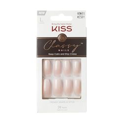 KISS Classy Nails Collection, Be-you-tiful, Long Length Coffin Shaped Fake Nails, Includes 28 False Nails, Nail Glue, Nail File, and Manicure Stick