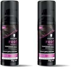 Schwarzkopf Root Retouch Hair Dye Black Temporary Root Touch Up Concealer Spray 120Ml (Pack of 2)
