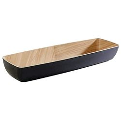 APS "Frida, Bol en mélamine Presque incassable, 53 x 16,2 x 7,5 cm, Coupe à Fruits, Corbeille à Pain, empilable, intérieur Imitation Bois, extérieur Noir, Lavable au Lave-Vaisselle