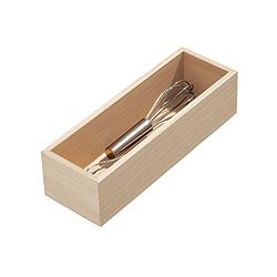 iDesign Bandeja organizadora para la cocina, caja organizadora de madera de paulownia para el cajón o el armario de la cocina, organizador de cajones para cubiertos, beige