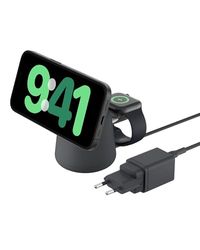 Belkin BoostCharge Pro Station de Charge 2-en-1 avec MagSafe (Chargeur sans Fil avec Charge Rapide 15 W, pour Tous Les modèles de l'iPhone 16, 15, 14, 13, 12, Les AirPods, et Tout Appareil MagSafe)