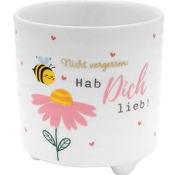 GRUSS & CO Blomkruka motiv Hab dich lieb, nytt benporslin porslin, 10 cm, flerfärgad, 48238