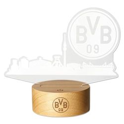Borussia Dortmund BVB LED-lampa med skyline, BVB-emblem batteri och USB-kabel