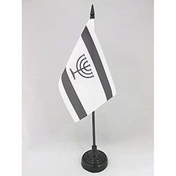 AZ FLAG - Drapeau De Table Yiddish - 15x10 cm - Mini Drapeau Juif Yidish De Bureau 100% Polyester Avec Hampe De 25cm Et Socle En Plastique Noir