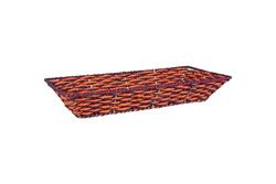 BRAIDED RECTANGULAR BASKET STRIPE DECOR - BLUE, ORANGE, RED