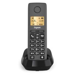 Gigaset Pure 120 - Teléfono inalámbrico DECT con función No Molestar - Eco DECT - Pantalla iluminada - Compatible con audífonos, Negro carbón [Compatible en ES y SE]