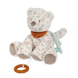 Nattou Peluche musical, Leopardo de las nieves Jungo, Melodía relajante, Aprox. 30 cm, Vegano, Boris & Jungo, Blanco