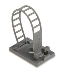 RS PRO Kabelhållare justerbar klämma självhäftande, kabelØ 17 mm nylon grå 18 mm x 70 mm x 25 mm, förpackning med 100 stycken