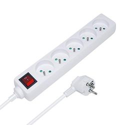 Waytex 52115 - Ladrão (5 tomadas, com interruptor, cabo de 1,5 m), branco